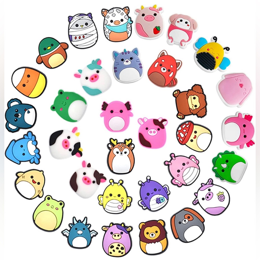 33 PCS Cute Croc Charms for Girls,PVC Anime Croc Charms - Squishmallows and more